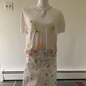 Alfred dunner knit top and Capri pants set